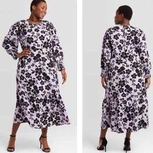 NWT Who What Wear Purple Floral Puff Sleeve Dress